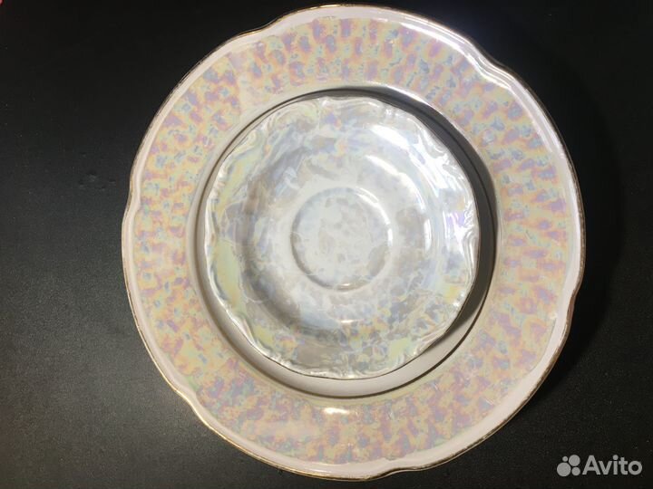 Тарелка и блюдце перламутр винтаж