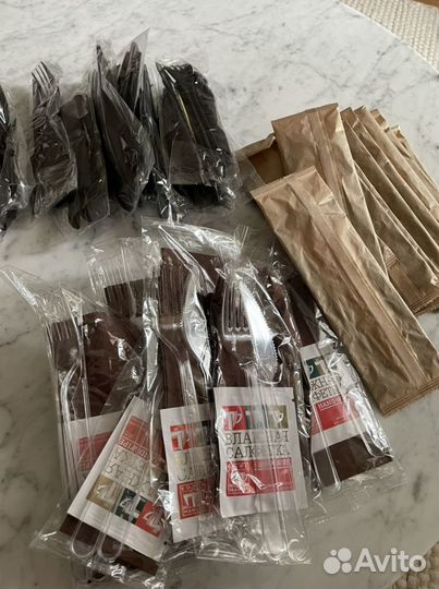 Набор одноразовых столовых приборов деревянных эко