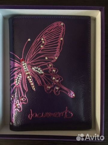 Обложка для автодокументов нат кожа, стразы