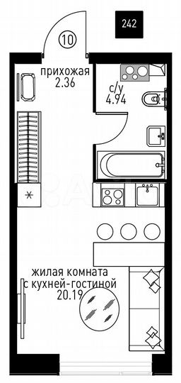 Квартира-студия, 27,1 м², 19/28 эт.