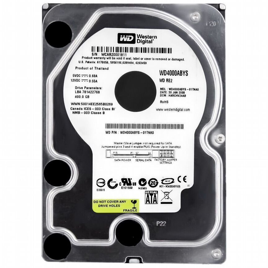 [WD4000ABYS] Жесткий Диск Western Digital 400gb Sata Wd4000abys