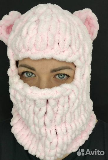 Вязаная балаклава с ушками на заказ