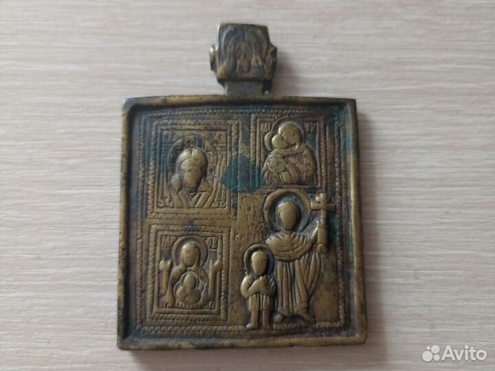 Икона плашка медная