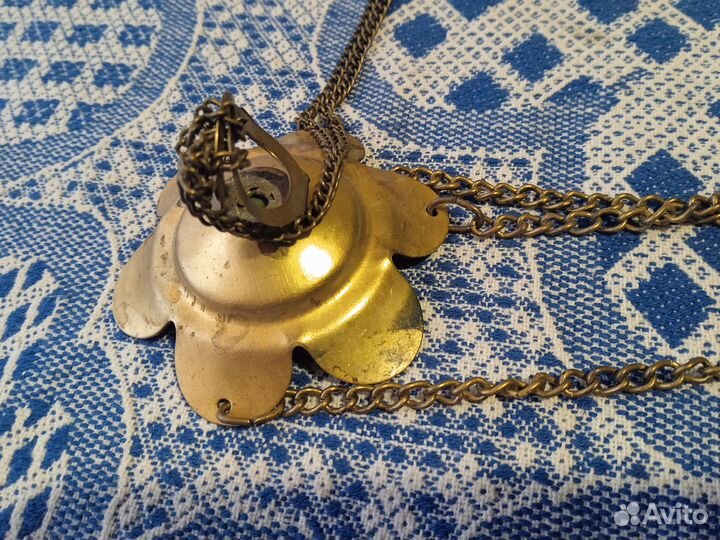 Подвесная Лампада с Эмалью Латунь СССР