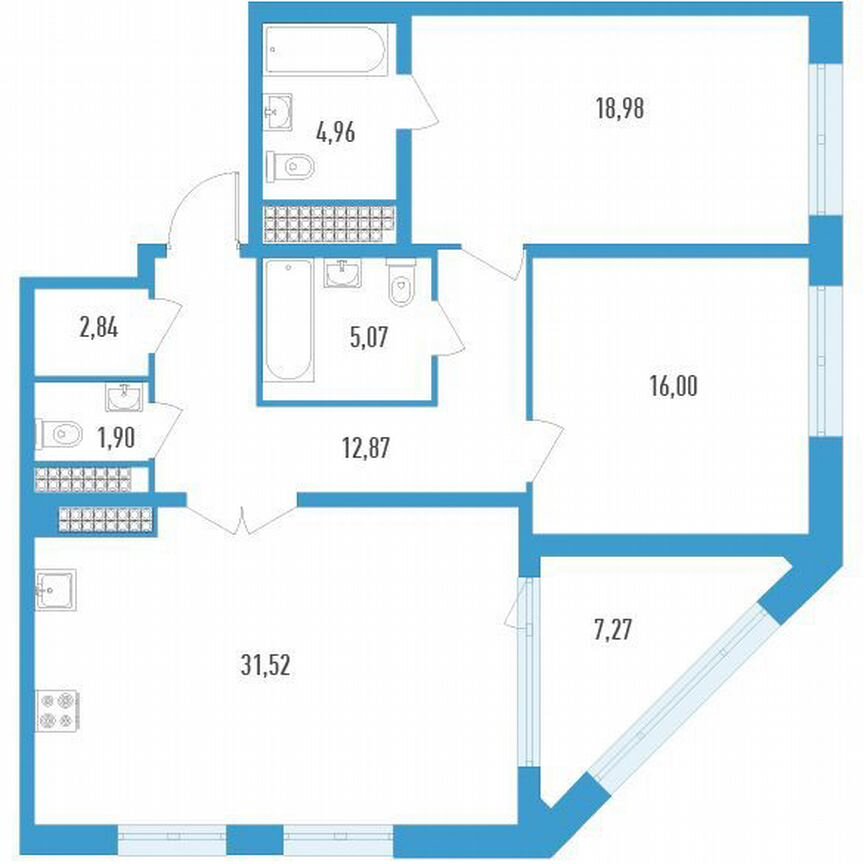 2-к. квартира, 97 м², 19/23 эт.