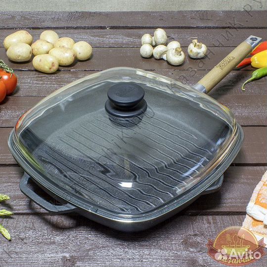 Сковорода гриль с крышкой