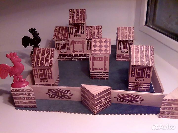 Игрушки кубики СССР конструктор дома дерево 80 е
