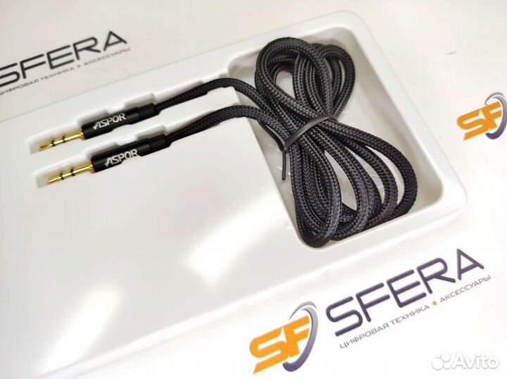 Кабель AUX Aspor 1м чёрный