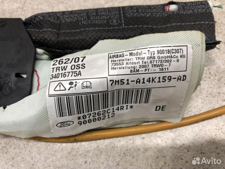 Подушка безопасности боковая - шторка Ford Focus 2