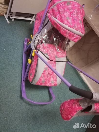 Санки коляска,сумка,ветровик,6колес,перекид.ручка