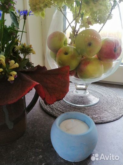 Свечи в гипсовом стакане с крышкой, набор 3 шт