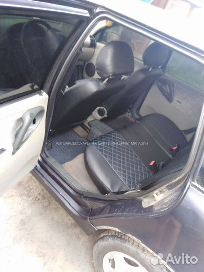 Лада Калина модельные чехлы экокожа ромб/син.ст