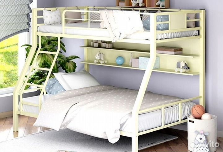 Двухъярусная кровать манеж с высокими бортиками