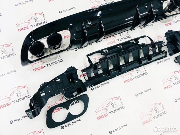 Диффузор + Black насадки w205 C43 AMG стиль 2019+