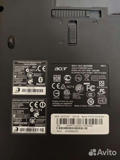 Ноутбук Acer aspire ms 2286