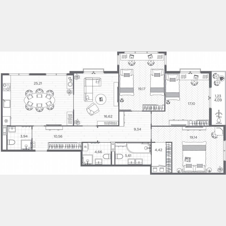 4-к. квартира, 137 м², 3/9 эт.