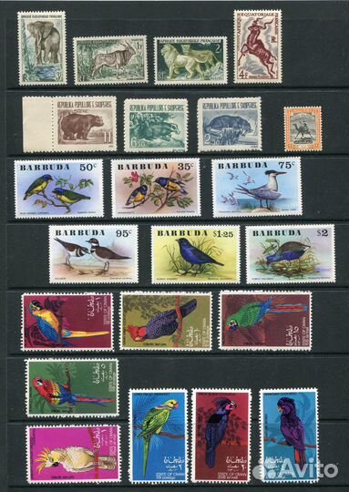 Почтовые марки Фауна лот №5 (в лоте 4 листа )