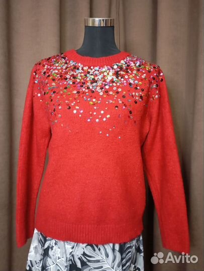 Свитер женский шерстяной с пайетками Faberlic р. 5