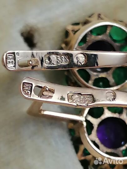 Золотые серьги 583 пробы с головой рабочего