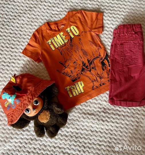 Вещи на мальчика 92 яркие футболка шорты панама