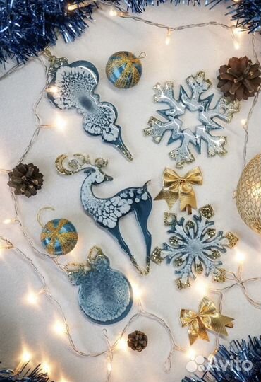 Елочные игрушки, новогодние игрушки, смола