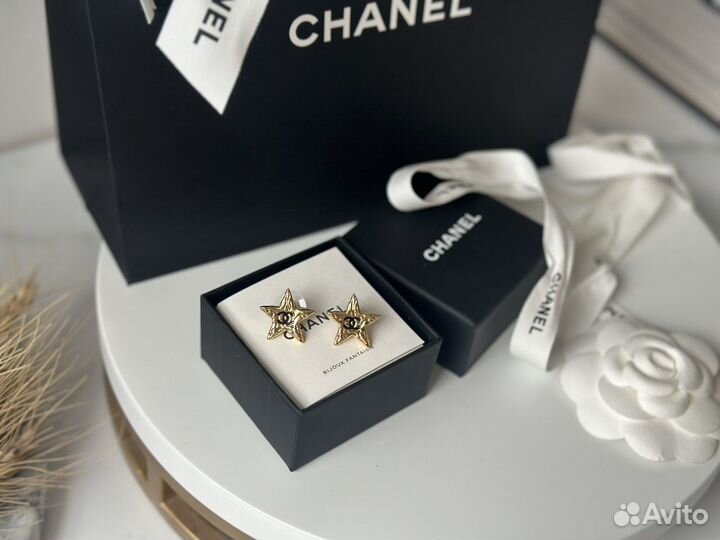 Серьги chanel оригинал новые комплект бутика