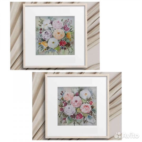 Картины акварелью, 21х21, авторские работы