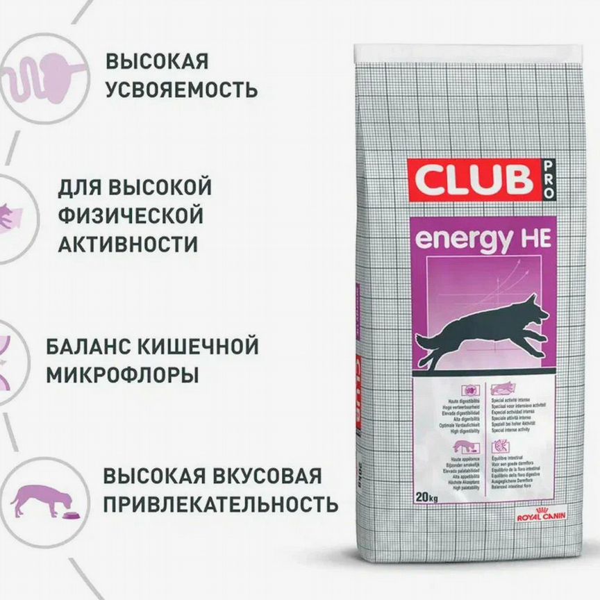 Корм д/собак Royal Canin Club Energy HE Pro, 20кг