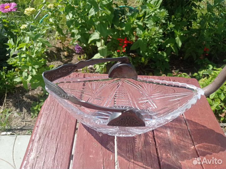 Ваза салатница лодочка хрусталь СССР