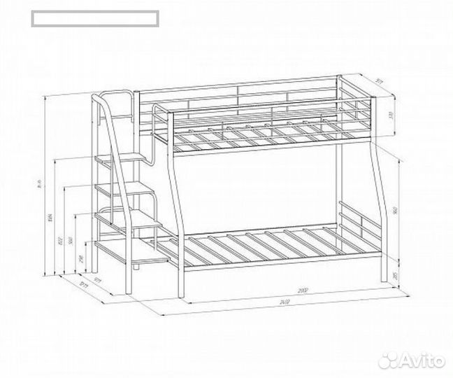 2х ярусная кровать с лестницей