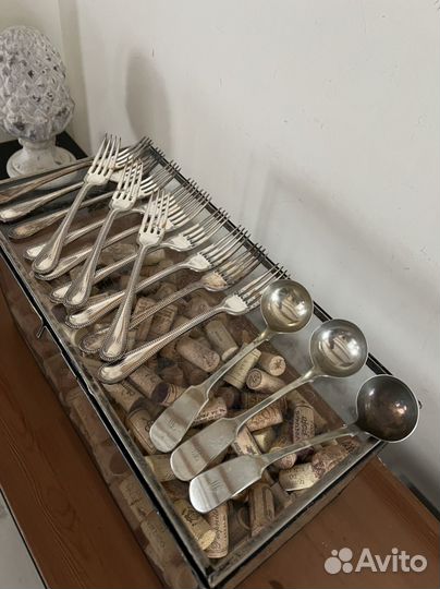 Комплект вилок 12 шт, половник для соуса антик