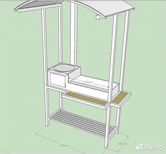 Мангал с печью под казан и крышей