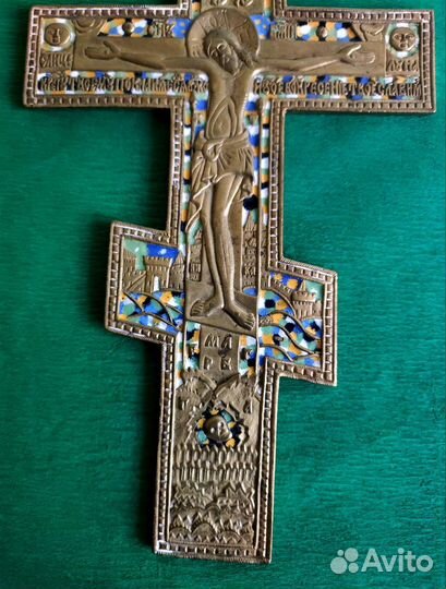 Литая икона Тронный Спас. Седьмица. Бронза. 19 век