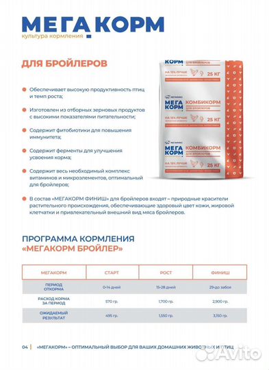 Комбикорм Мегакорм Старт для бройлеров 0-2 нед