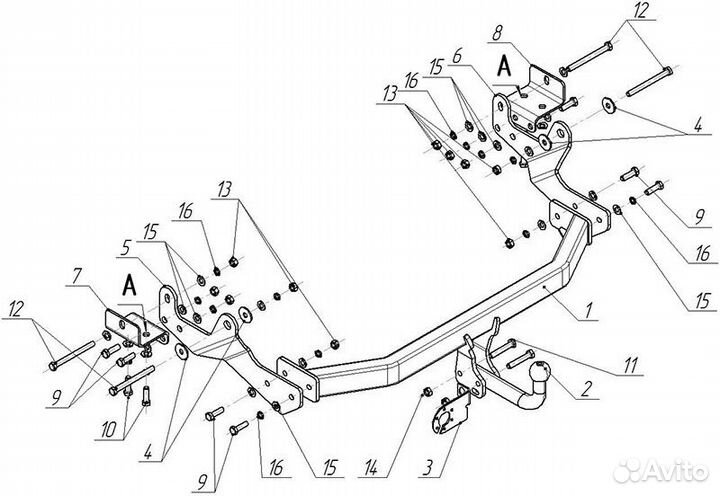 Фаркоп тсу Hyundai H1/H300. Установка-доки