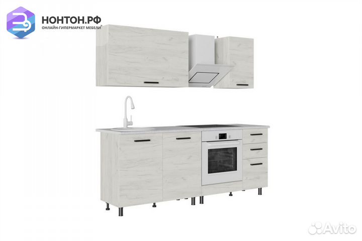 Кухня Адель 2.0м дуб крафт белый / дуб крафт белый