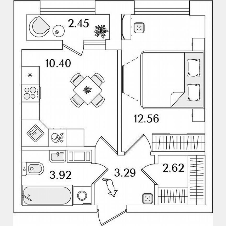 1-к. квартира, 34 м², 9/14 эт.