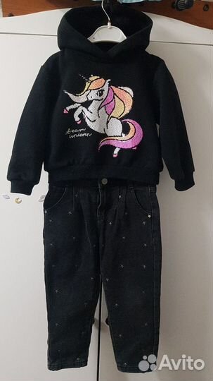 Джинсы с подкладом, толстовка H&M