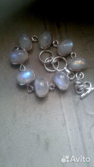 Браслет серебро 925 пр. с природным лунным камнем