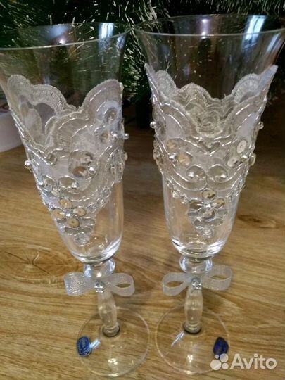 Бокалы дла шампанского. Ручная работа