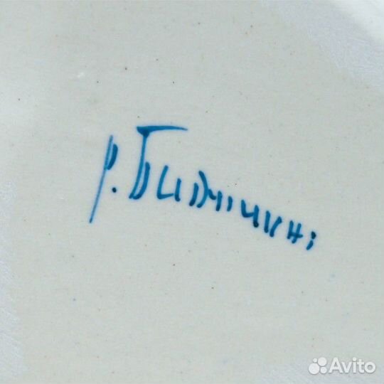 Ваза-карандашница 'Сапожок с мышками', гжель, фарф