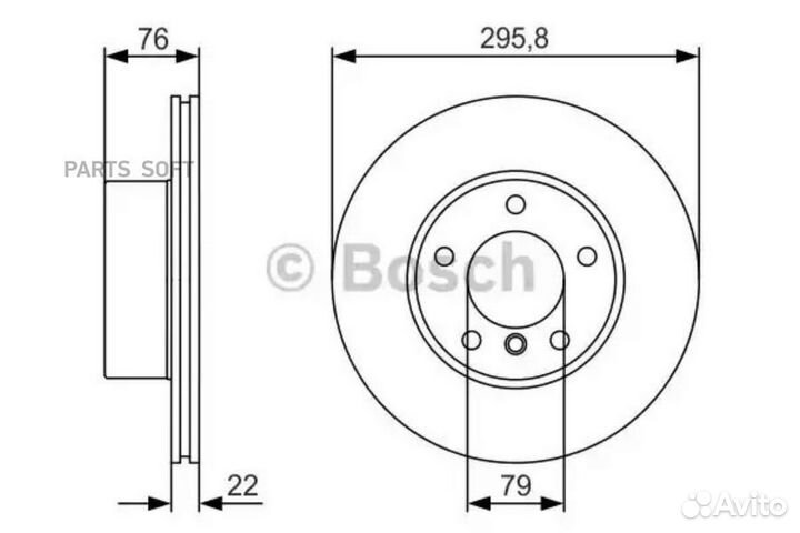 Bosch 0986479R72 Диск торм. пер.вент.296x22 5 отв