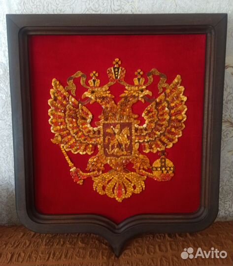Герб России из янтаря 50х60см