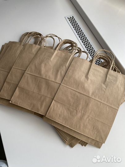 Крафт пакеты с крученой ручкой