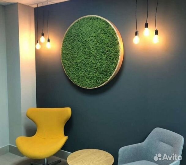 Круг из мха со мхом фитокартина фитостена панно