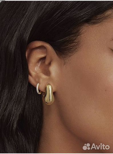 Модные серьги капли золото