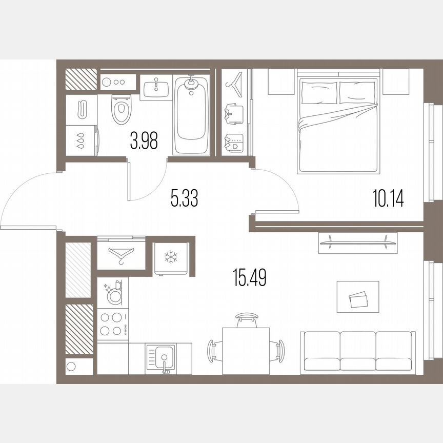 1-к. квартира, 34,9 м², 9/10 эт.