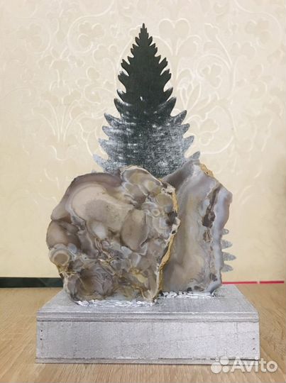 Ночник светильник с натуральным камнем агат