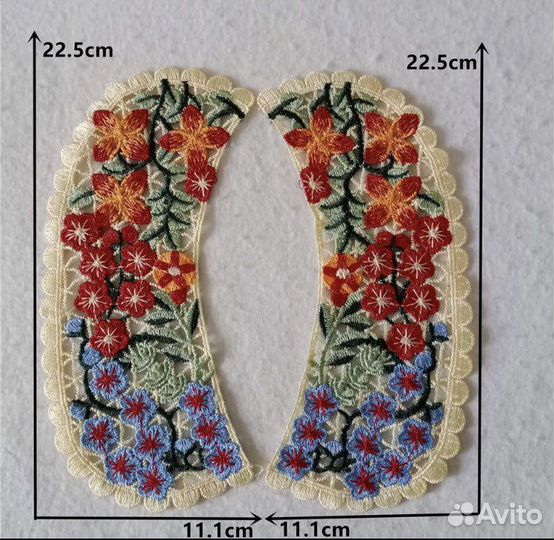 Воротничок пришивной вышитые объемные цветы