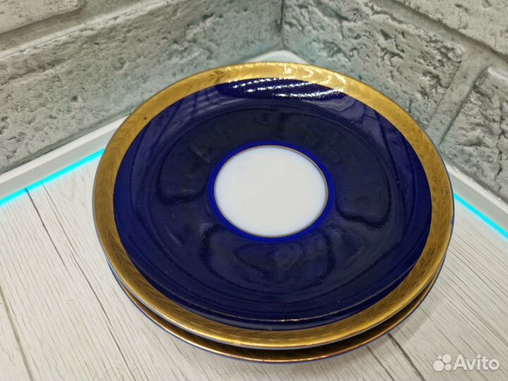 К.3754 Чайная пара лфз Кобальт позолота